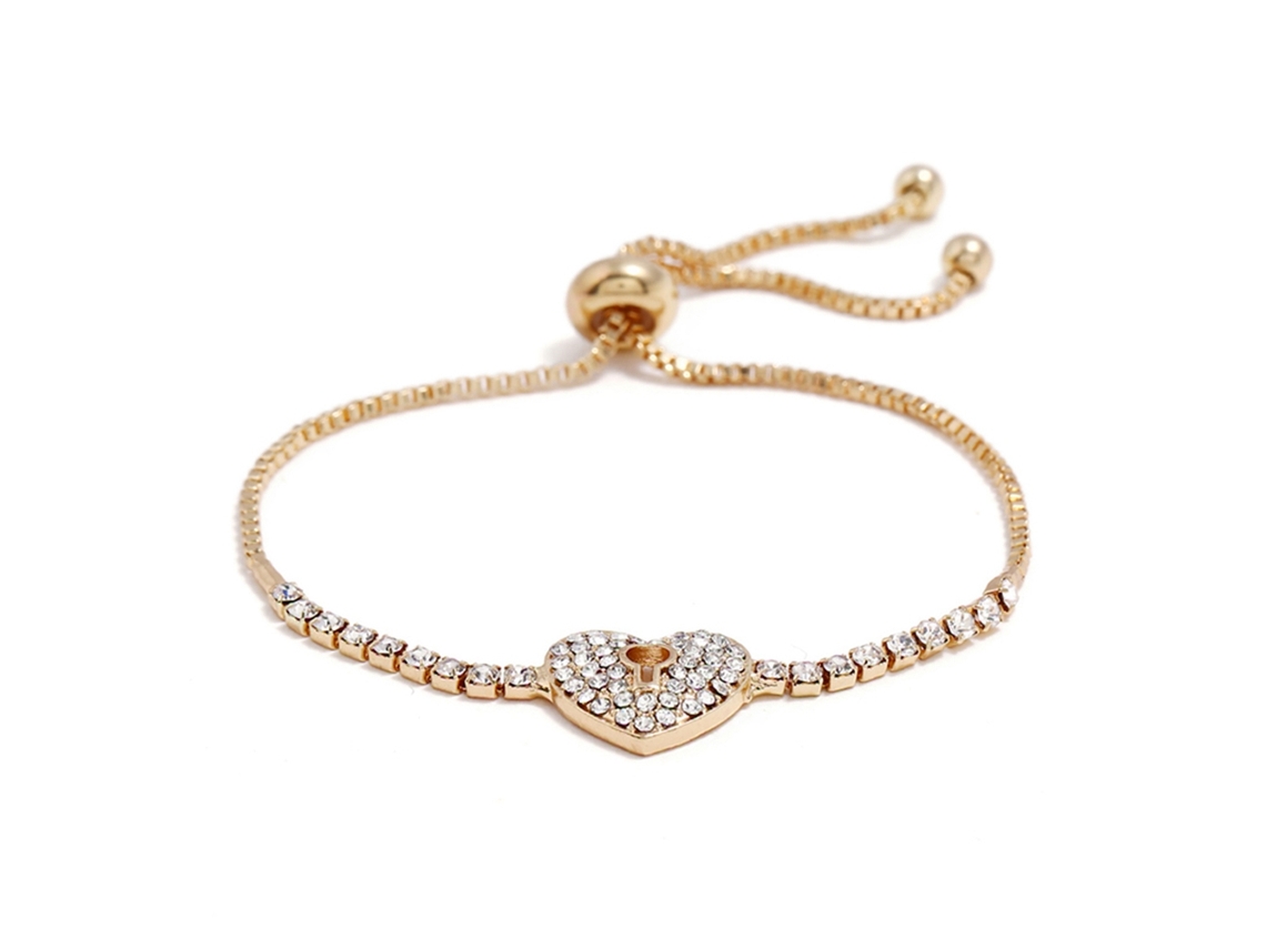 Pulseira De Mão Estilosa Com Strass Forma De Coração