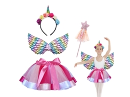 Vestido de Princesa Mali para Menina com Tiara Asa Varinha Cosplay Natal Aniversário de Halloween