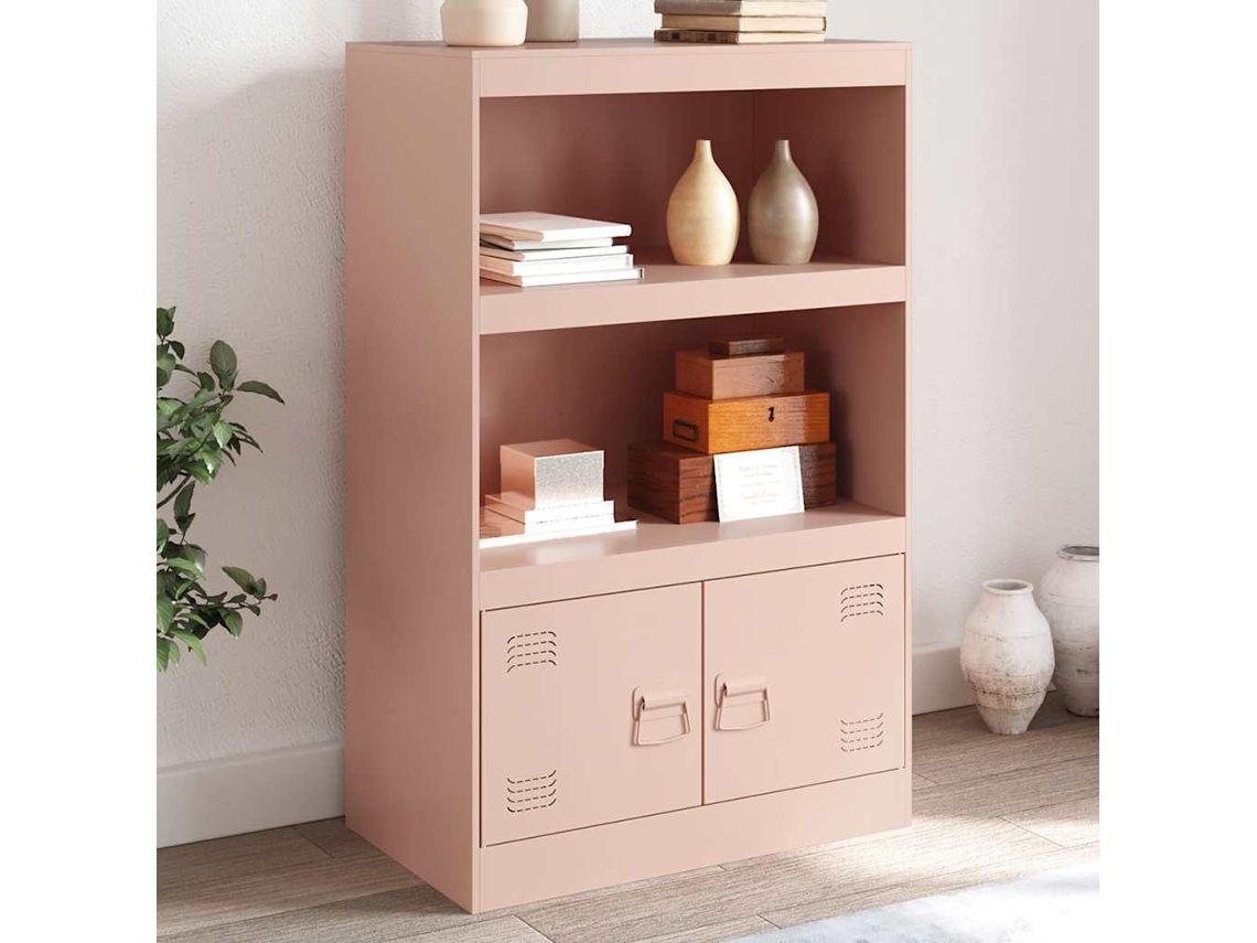 Vidaxl Aparador 67x39x107 Cm Aço Rosa