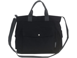 Bolsa de Lona Feminina Grande, Transversal, Vários Bolsos, Alça Superior, Trabalho. Preta AQUAFORGE