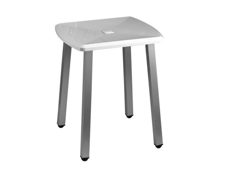 Sgabello Con Piedi em Alumínio e Seduta em Acciaio Inox e Abs Mm 415X395 Cores:Branco