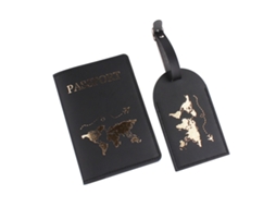 Porta-passaporte Elegante Em Couro Pu Com Impressão De Letras, Porta, Etiqueta De Bagagem E Porta, Endereço Para Mala