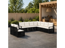 Vidaxl Conjunto De Sofá De Jardim 9 Unid. Preto Vime Pe