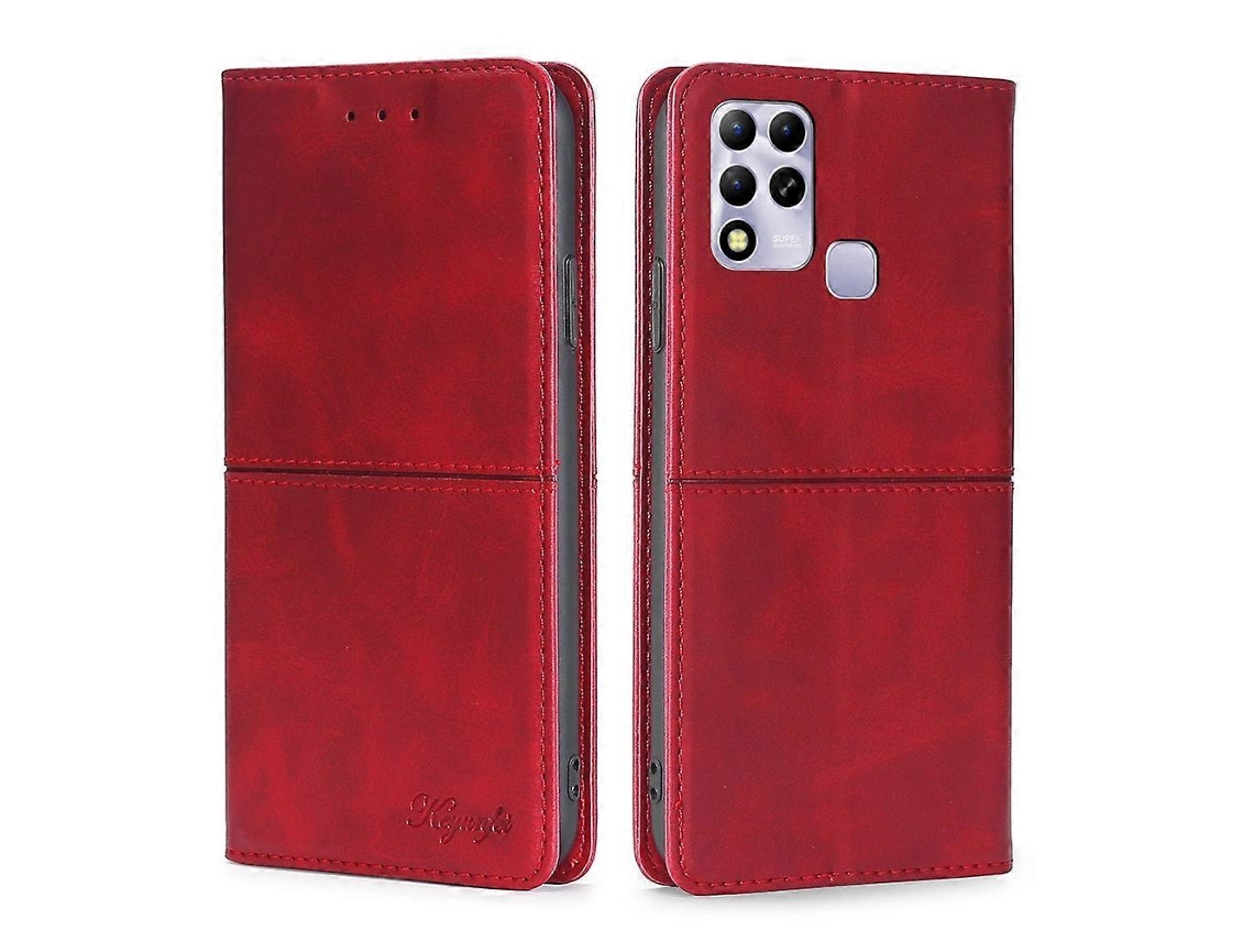 Capa De Celular Infinix Hot 11 Ru Com Textura De Vaca, Magnética E Com Abertura Horizontal Em Couro.