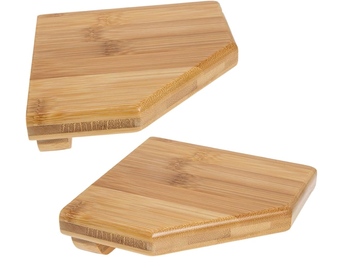 Conjunto De 2-prateleiras Canto Bambu Para Parede, Sem Necessidade De Furos, Prateleiras Flutuantes Para Armazenamento