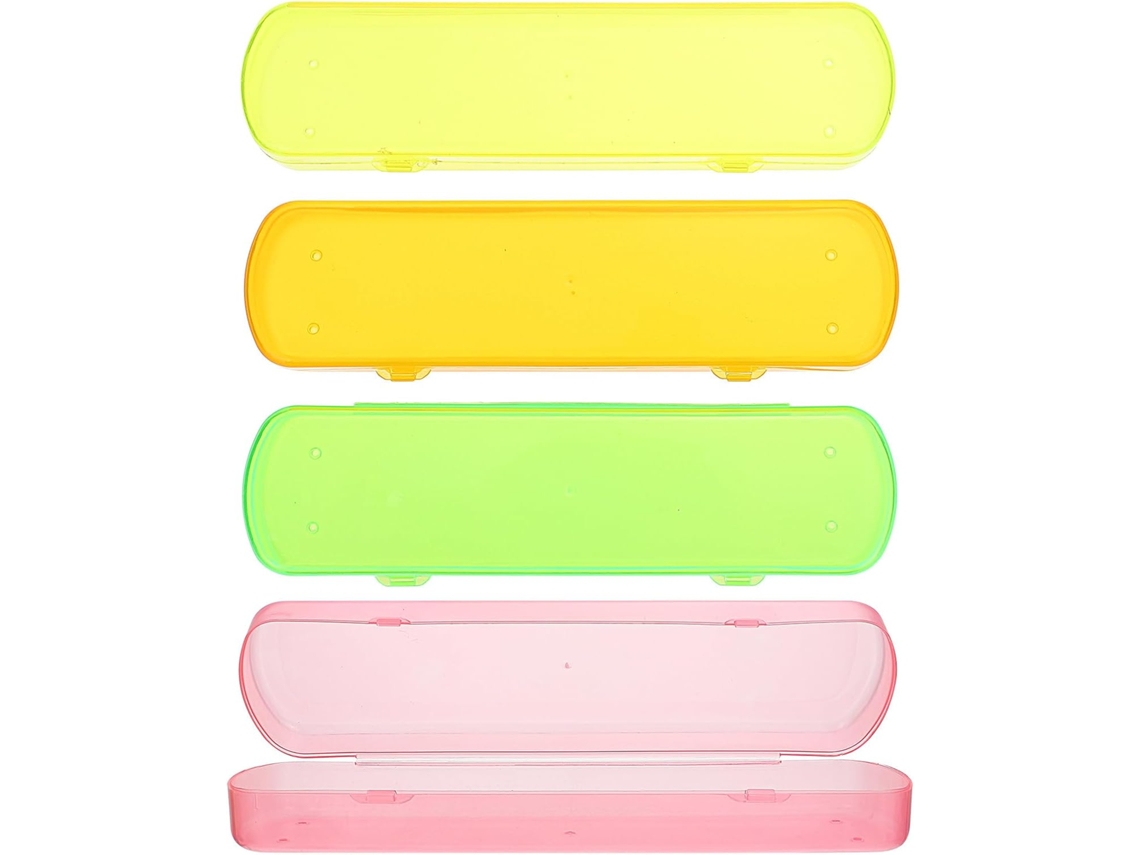 Villcase Estojo compacto e prático para armazenamento de pasta de dente e creme dental, 4 peças, plástico PP, ideal para viagens e uso doméstico.