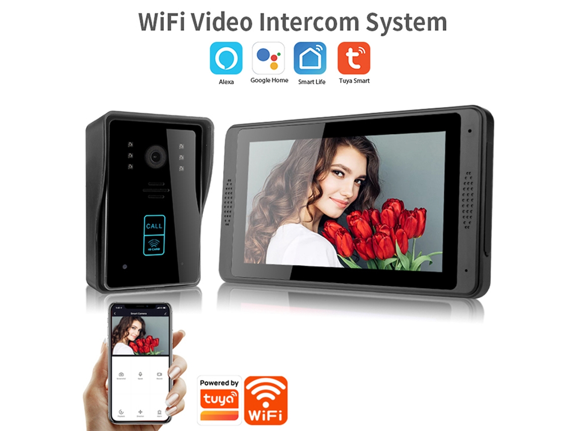 Campainha De Vídeo Wifi Inteligente (com Câmera, Tela Lcd De 7 Polegadas)