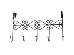 Cabide de Porta com 5 Ganchos para Toalhas, Chapéus, Cintos, Bolsas e Jaquetas. Não Requer Montagem. Prateleira Resistente em Ferro BRILVIBERA