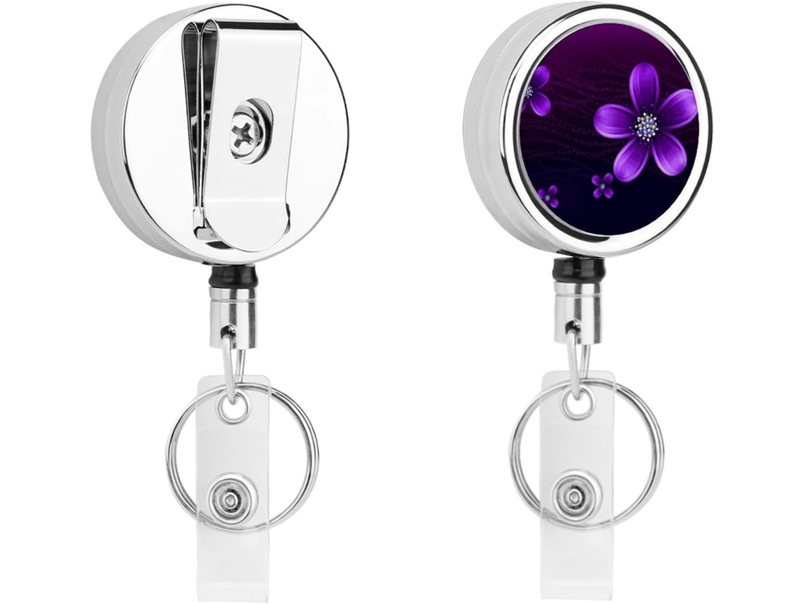 Porta-cartões retrátil com estampa de flores vermelhas, porta-cartões divertido para enfermeiras com clipe, porta-cartões de carta
