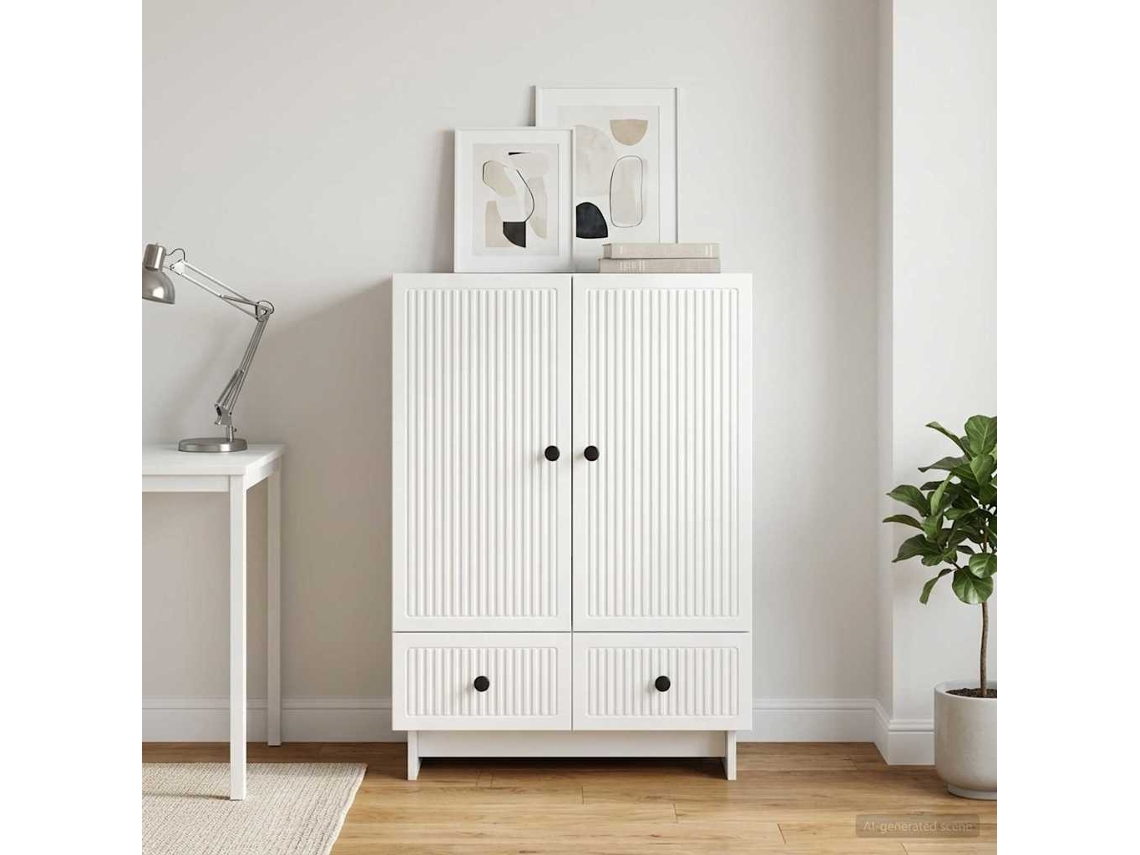 Vidaxl Buffet Branco Alto Brilho 66 X 34,5 X 95 Cm