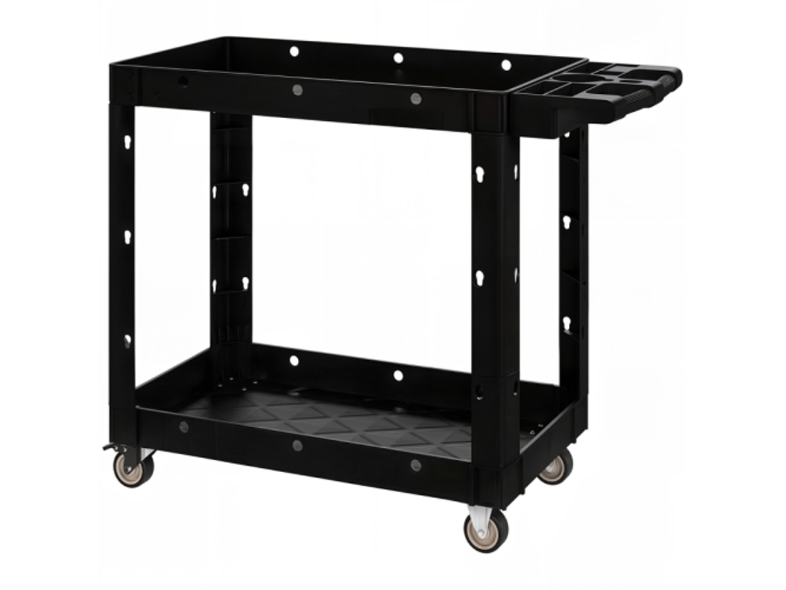 Carrinho De Ferramentas 2 Prateleiras Alça Lateral Furos Para Gancho Carga 227kg Ziwei Store