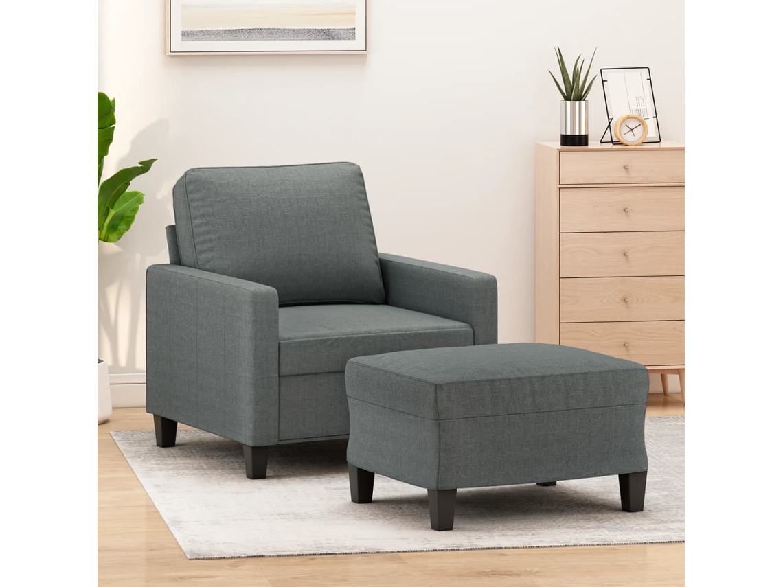 Vidaxl Poltrona Com Apoio De Pés 60 Cm Tecido Cinzento-escuro