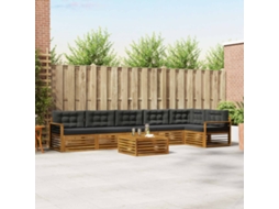 Vidaxl Conjunto De Sofás Para Exterior 7 Unid. Natural E Antracite