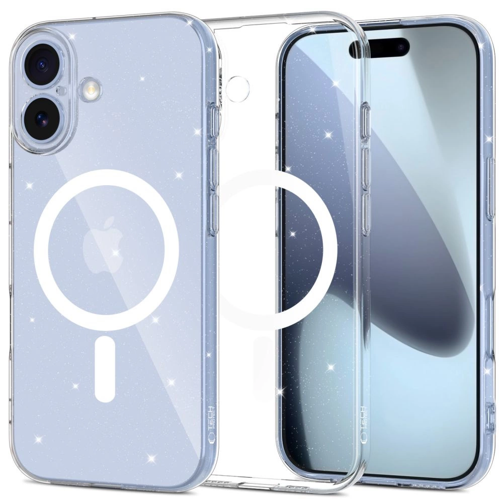 Capa Tech-protect Flexair Magsafe Para Iphone 17 Transparente Com Glitter