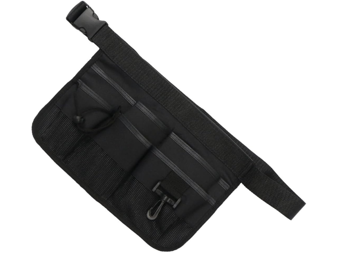 Bolsa para ferramentas de jardim Cabilock com cinto ajustável e três bolsas de cetim, feita de material sintético leve.