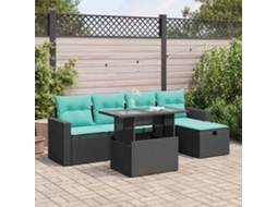 Vidaxl 6 Pcs Conjunto Sofás Jardim Com Almofadões Pe/acácia Cinzento