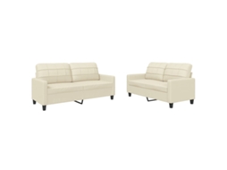 Conjunto de 2 Sofás com Almofadões Couro Artificial Cor Creme MAISON EXCLUSIVE