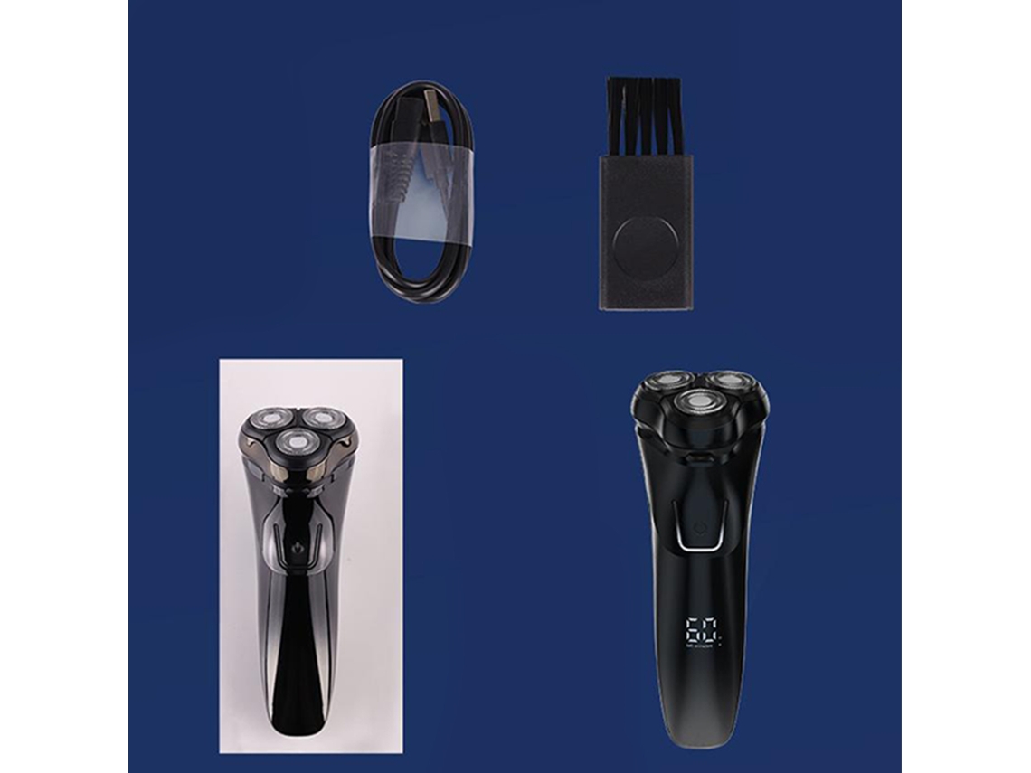 Aparelho De Barbear Elétrico Sem Fio Para Homens Com 3 Cabeças Rotatórias Recarregável Úmido/seco Trimmer À Prova D'água