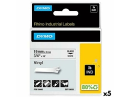 Cinta Laminada para Máquinas Rotuladoras Rhino DYMO Id1-19 19 X 5,5 Mm Preto Branco Etiqueta Autoadesivas 5 Unidades