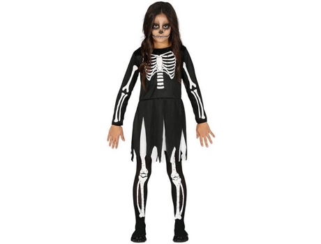 Fato de Menina  Esqueleto Preto (Tam: 7 a 9 anos)