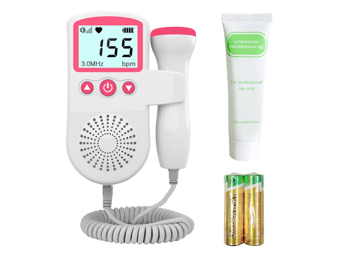 Doppler Fetal Para Grávidas, Monitor De Batimentos Cardíacos 50 230 Bpm, 3mhz, Tela Lcd Portátil, Cor Rosa