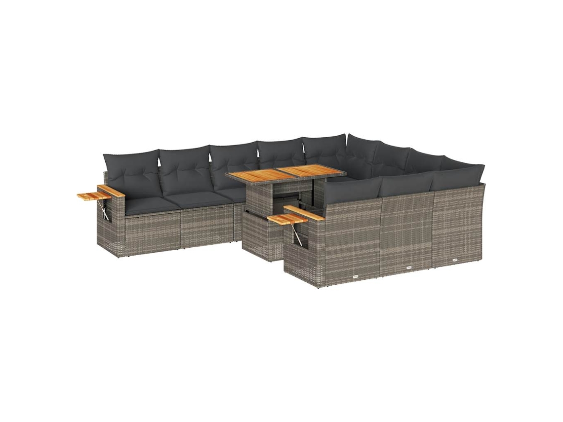 Conjunto de 11 Sofás de Jardim com Almofadões Vime Pe/acácia MAISON EXCLUSIVE (11 pcs)