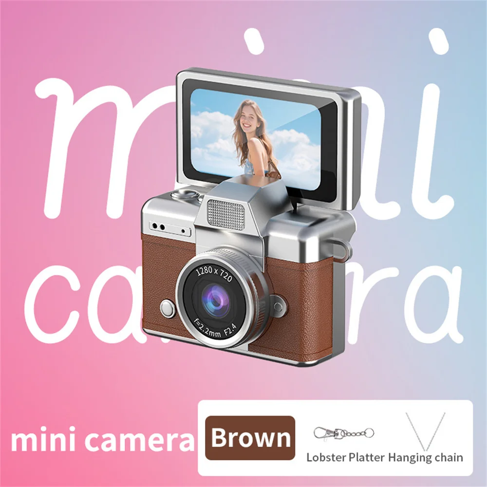 Mini Câmera Digital Portátil com Tela Giratória de 180° para Selfies, Flash e Diversos Filtros. MDUG (marrom 64g)