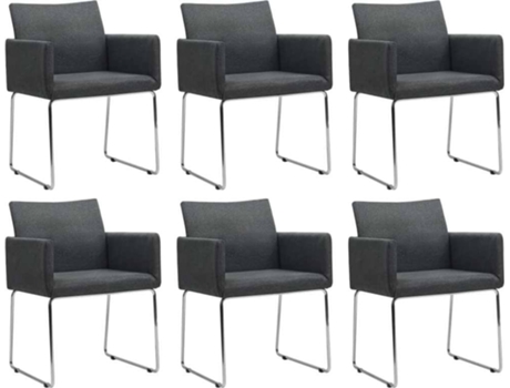 Conjunto 6 Cadeiras de Refeição  275581 Tecido Cinzento Escuro