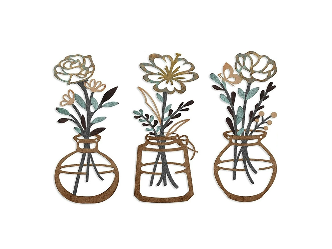 Laxiscreed Jogo De Taças De Metal Com Flores Para Decoração Rústica E Country