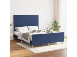 Vidaxl Estrutura De Cama Sem Colchão 140x200 Cm Tecido Azul