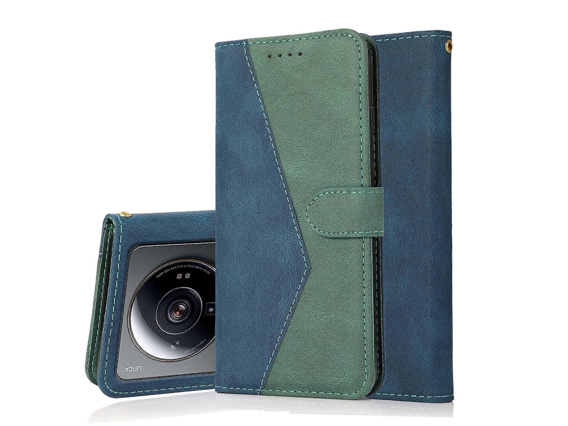 Capa De Couro Com Costura Bicolor Para Xiaomi 12s Ultra