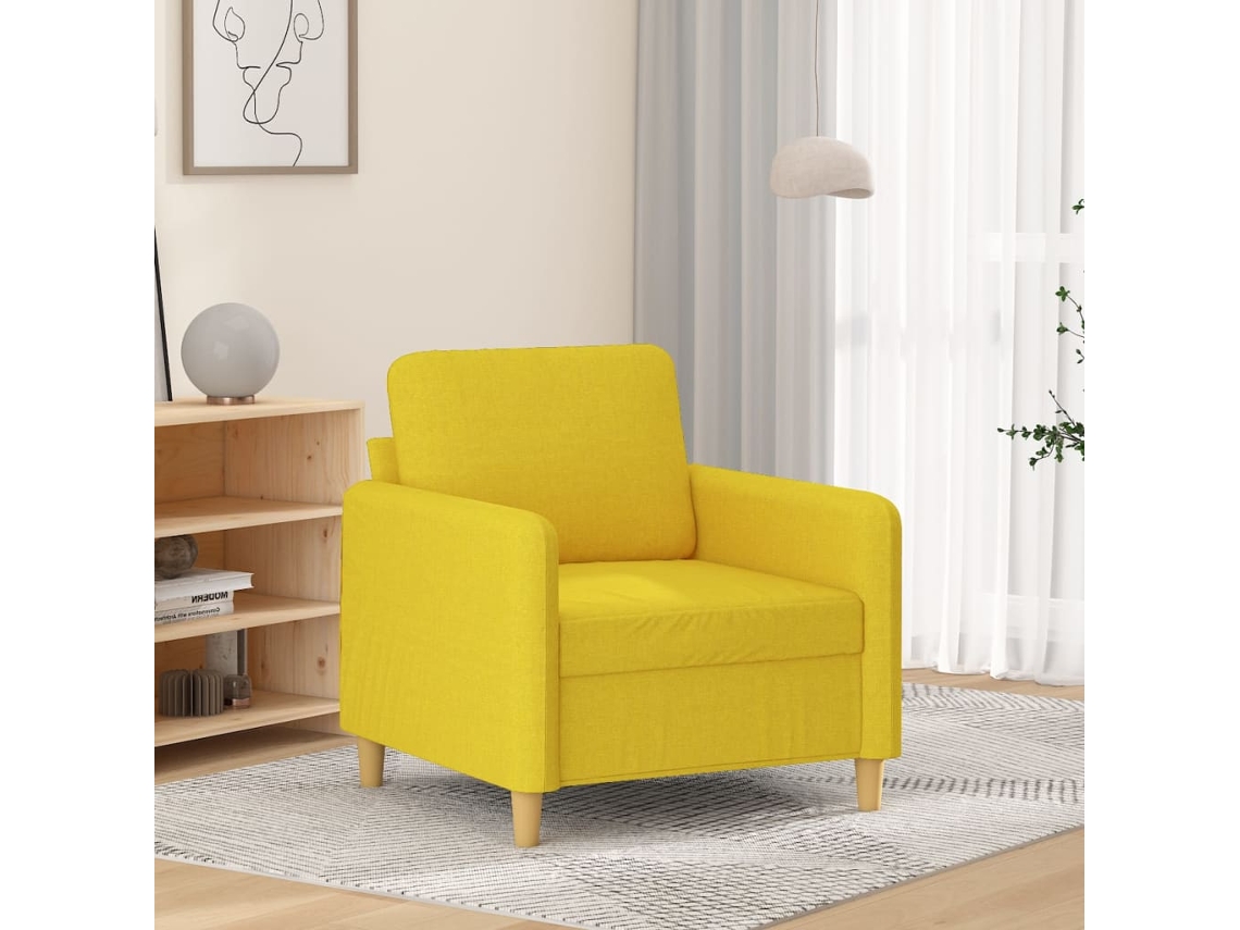 Vidaxl Poltrona 60 Cm Tecido Amarelo-claro