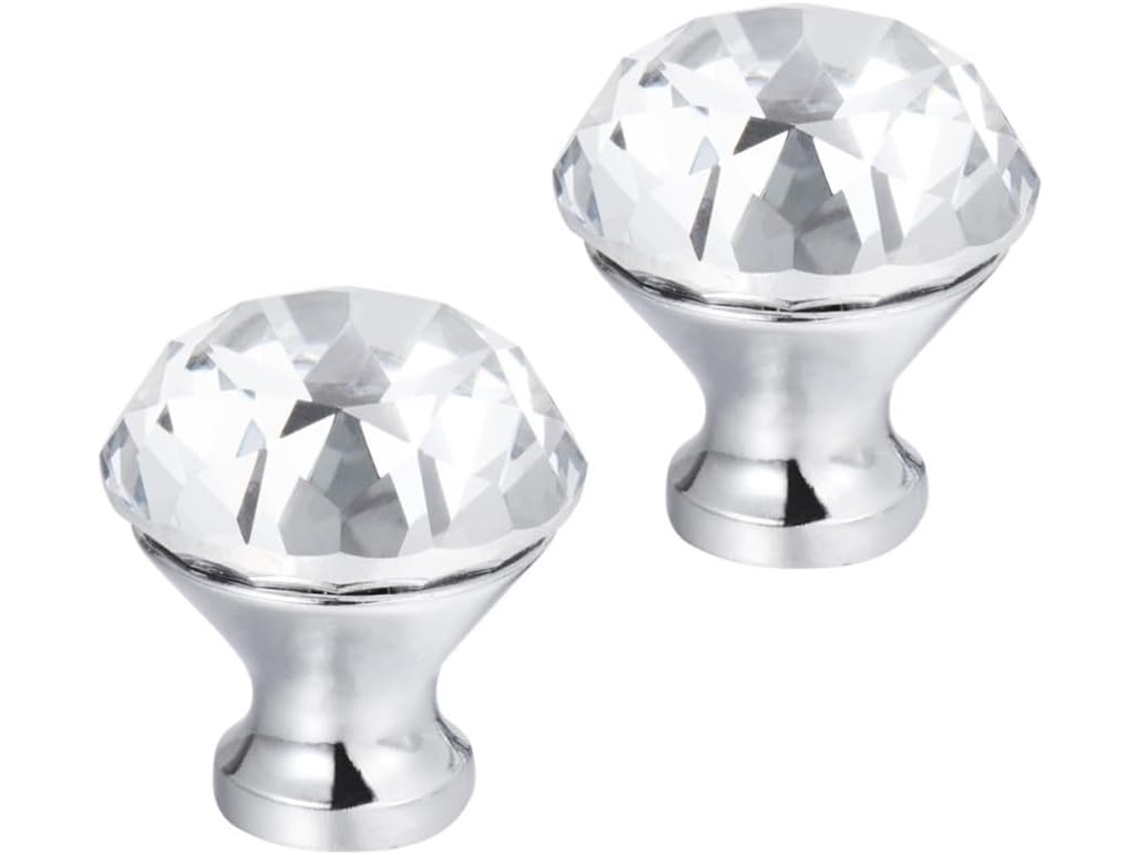 Conjunto De 2 Puxadores Porta Cristal Com Furo Único Para Armário