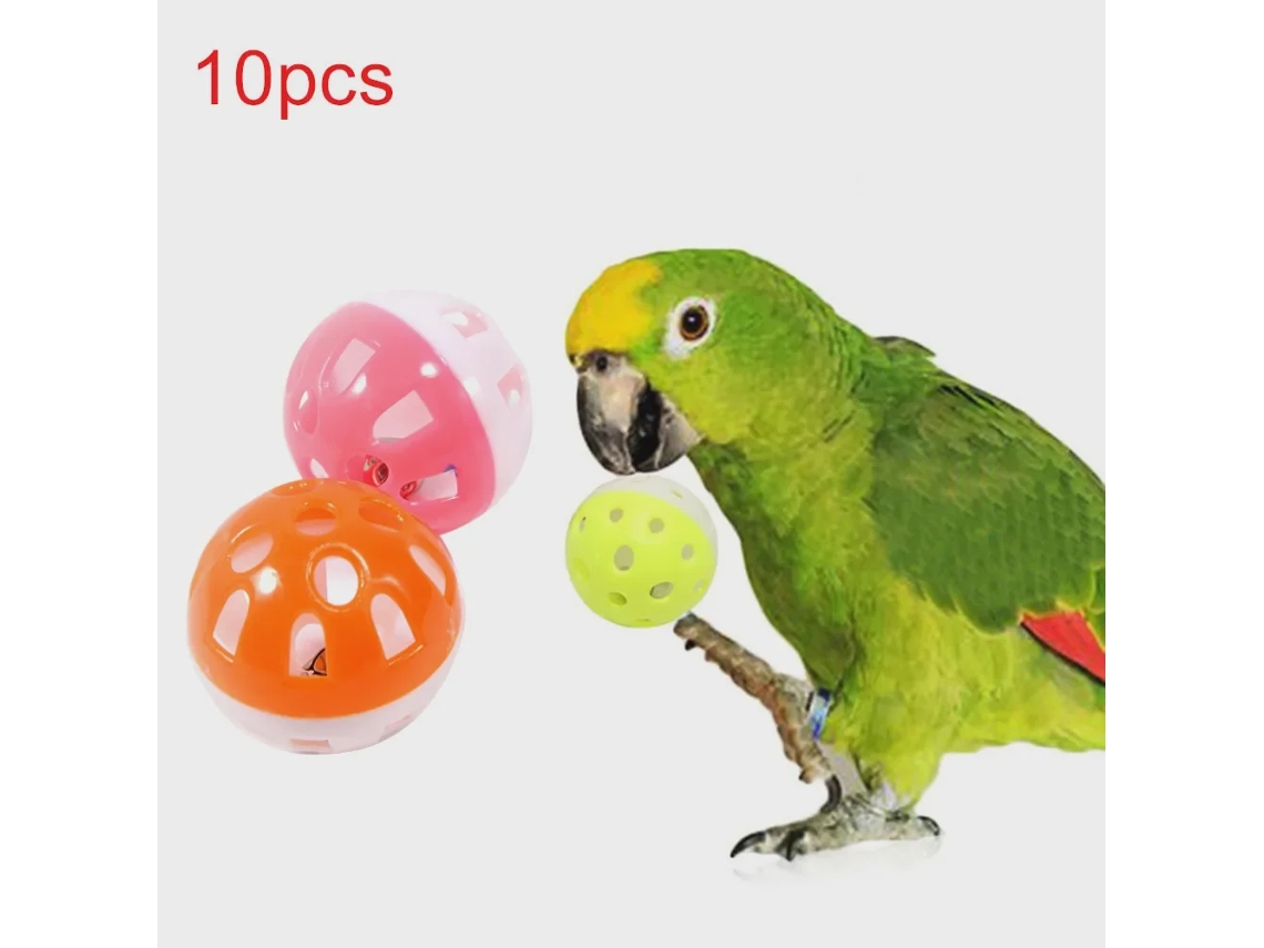 10 Unidades. Brinquedo para Papagaio, Bola Giratória Oca Colorida com Sino, Brinquedo para Pássaros, Periquito, Calopsita AQUAFORGE