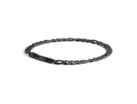 Bracelete Gêmeos Bracelete Gemini Fortis Preto Aço 21 Cm Malha Figaro 5 Mm
