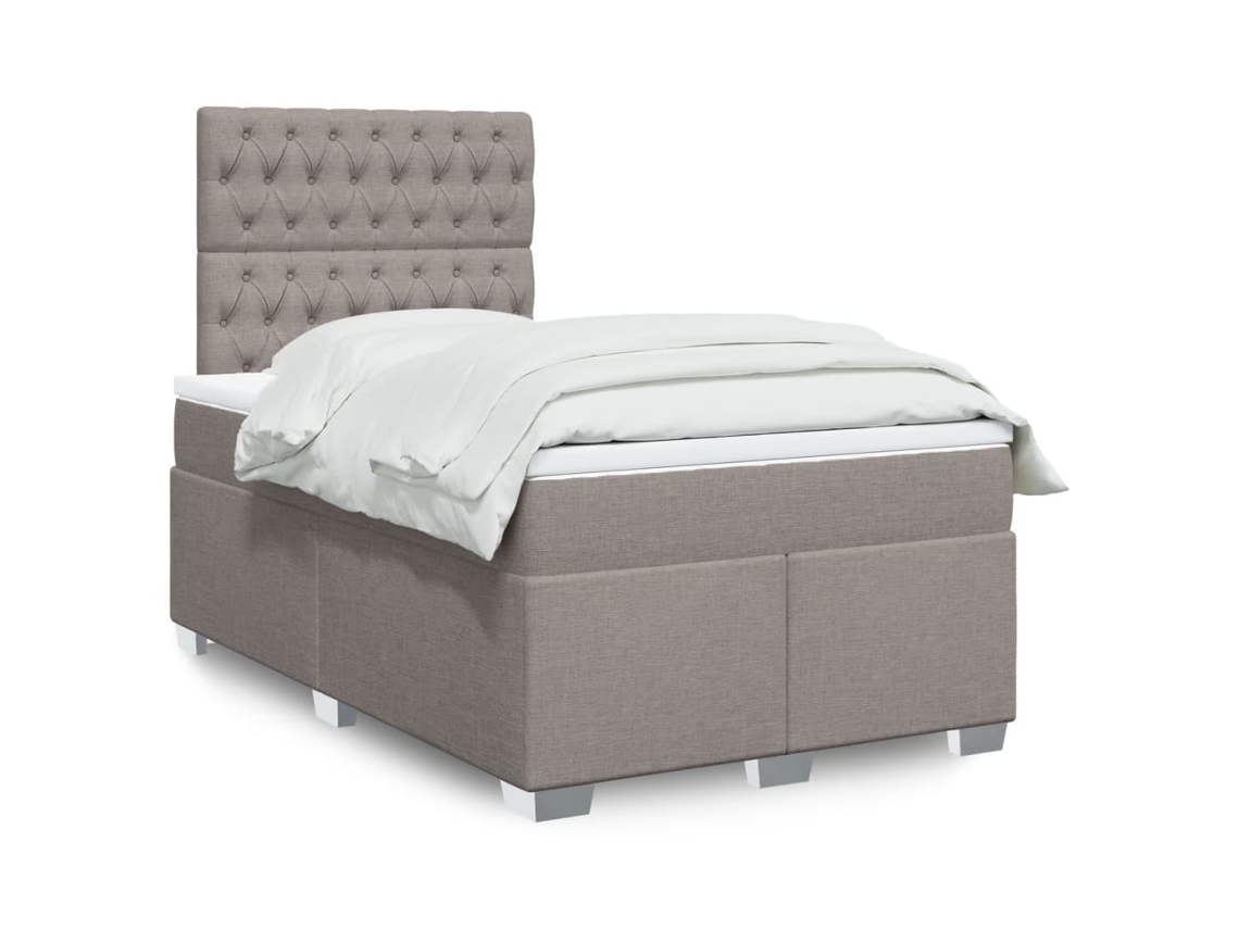 Vidaxl Cama Boxspring C/ Colchão 120x190cm Tecido Castanho-acinzentado
