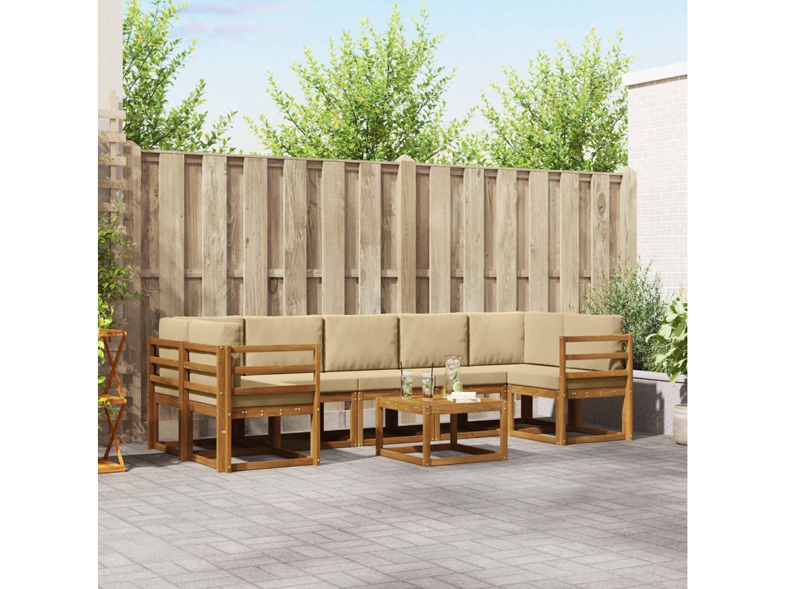 Vidaxl Conjunto De Sofás Para Exterior 8 Unid. Natural E Bege