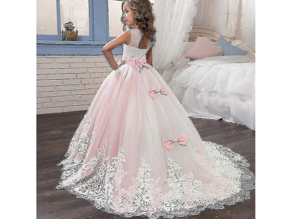 Vestido de Festa para Meninas Princesa com Renda Longo S/MARCA