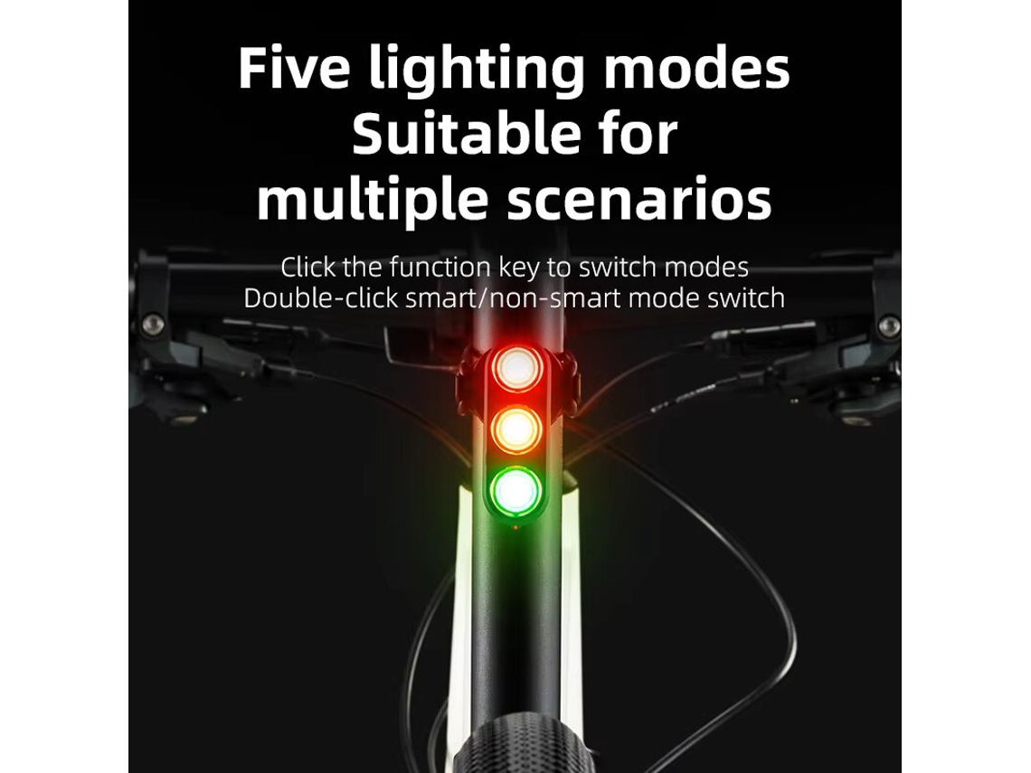 Lanterna Traseira rockbros Lanterna Traseira Inteligente Sensor Vibração Freio 460mah 5 Modos Usb-c Ip64 Resistente Desgaste Ciclismo Noturno