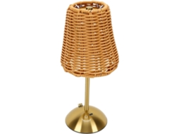 Luminária De Mesa Boêmia Portátil E Recarregável Com Led, Ideal Para Casa E Spa, Feita À Mão Em Rattan Sintético, 32x