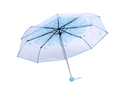 GUARDA CHUVA Transparente Plegável Flor de Cerejeira Azul | S/MARCA