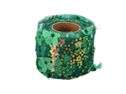 Rollo De Tul De 10 Jardas Com Flores Bordadas E Lentejuelas Para Artesanato Cor Verde Escuro