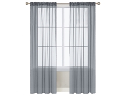 Cortinas Sheer de Janela Cinza 2 Painéis 55x84 Polegadas para Sala e Quarto
