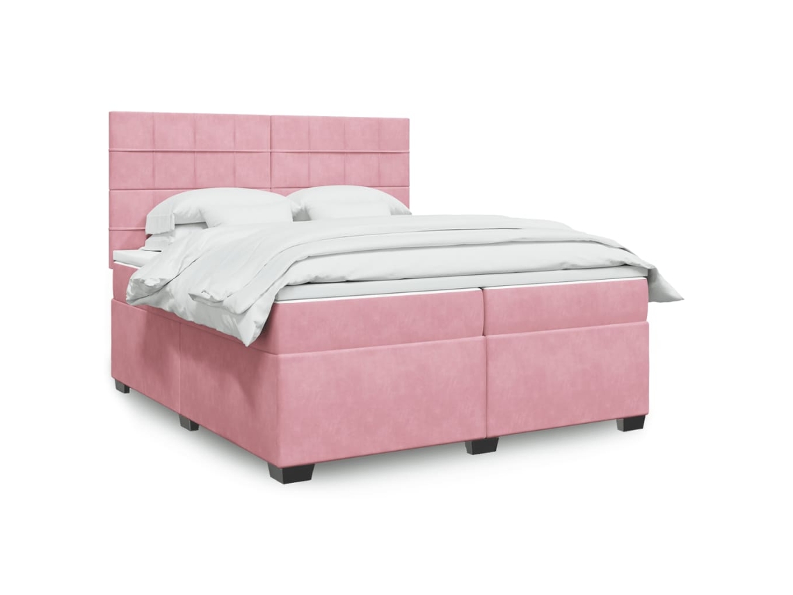 Vidaxl Cama Com Molas/colchão 200x200 Cm Veludo Rosa