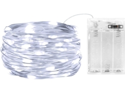 Cordão De Luzes Led, 30 Díodos, 3 M, Branco Frio, Alimentação Por Bateria, Resistente À Água