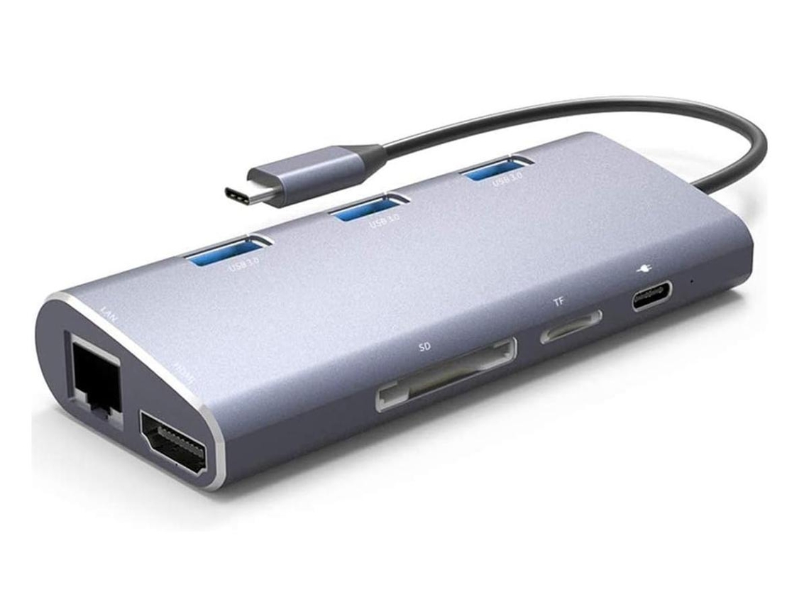 Lurelia Hub Usb-c 8 Em 1 Com 4k, 1080p, Hdmi, Ethernet Gigabit, Usb 3.0, Sd/tf, Pd Para Macbook