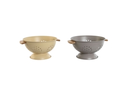 Escorredor HOME ESPRIT Bege Cinzento Bambu Aço Inoxidável 30 X 24,5 X 14 Cm 2 Unidades
