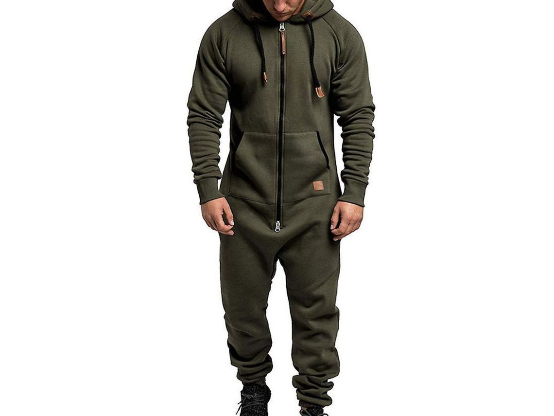 2026 mono Hombre Con Capucha Cremallera para Invierno Casual Sudadera de Mezcla de Algodón L Verde Ejército