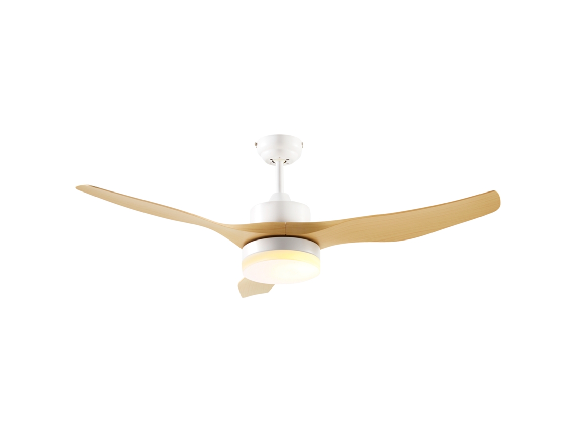 Ventoinha De Teto 20,5w Diâmetro 132cm Com Luz Led Ajustável 3 Lâminas Reversíveis 6 Velocidades E Temporizador Madeira