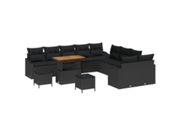 Sofá De Jardim Vidaxl Preto Vime Pe (100 X 100 X 71 Cm)